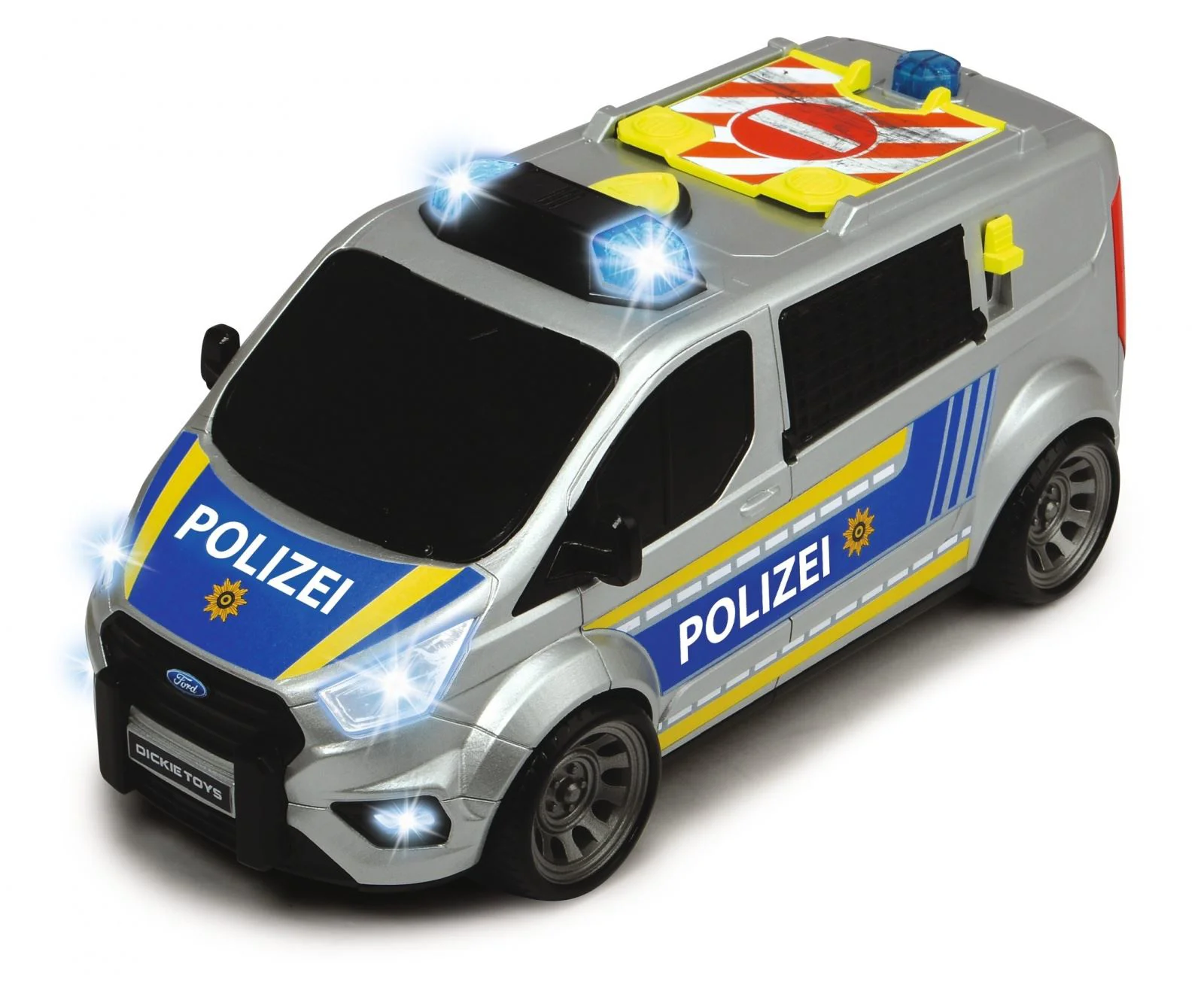 Masina Dickie Politie Ford Transit, 1:18 (cu sunet si lumini) foto