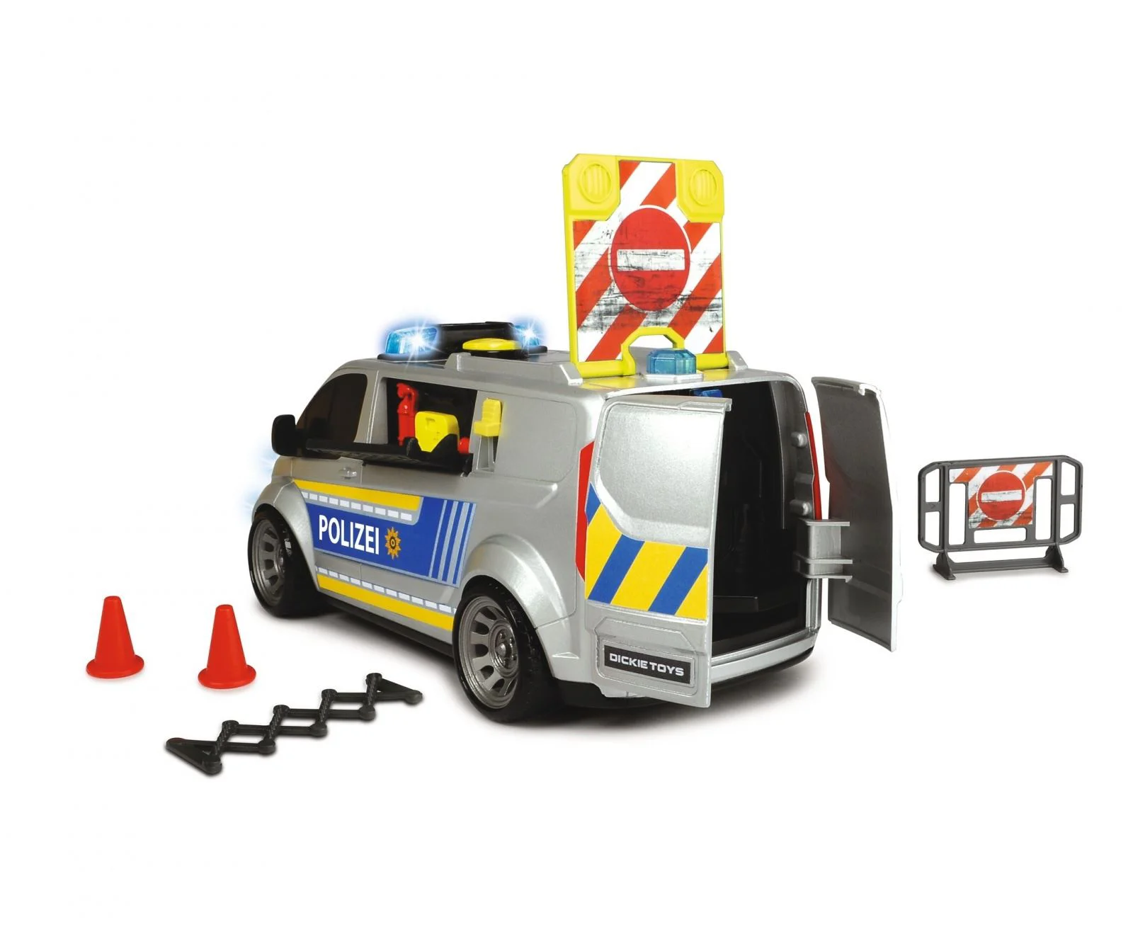 Masina Dickie Politie Ford Transit, 1:18 (cu sunet si lumini) foto