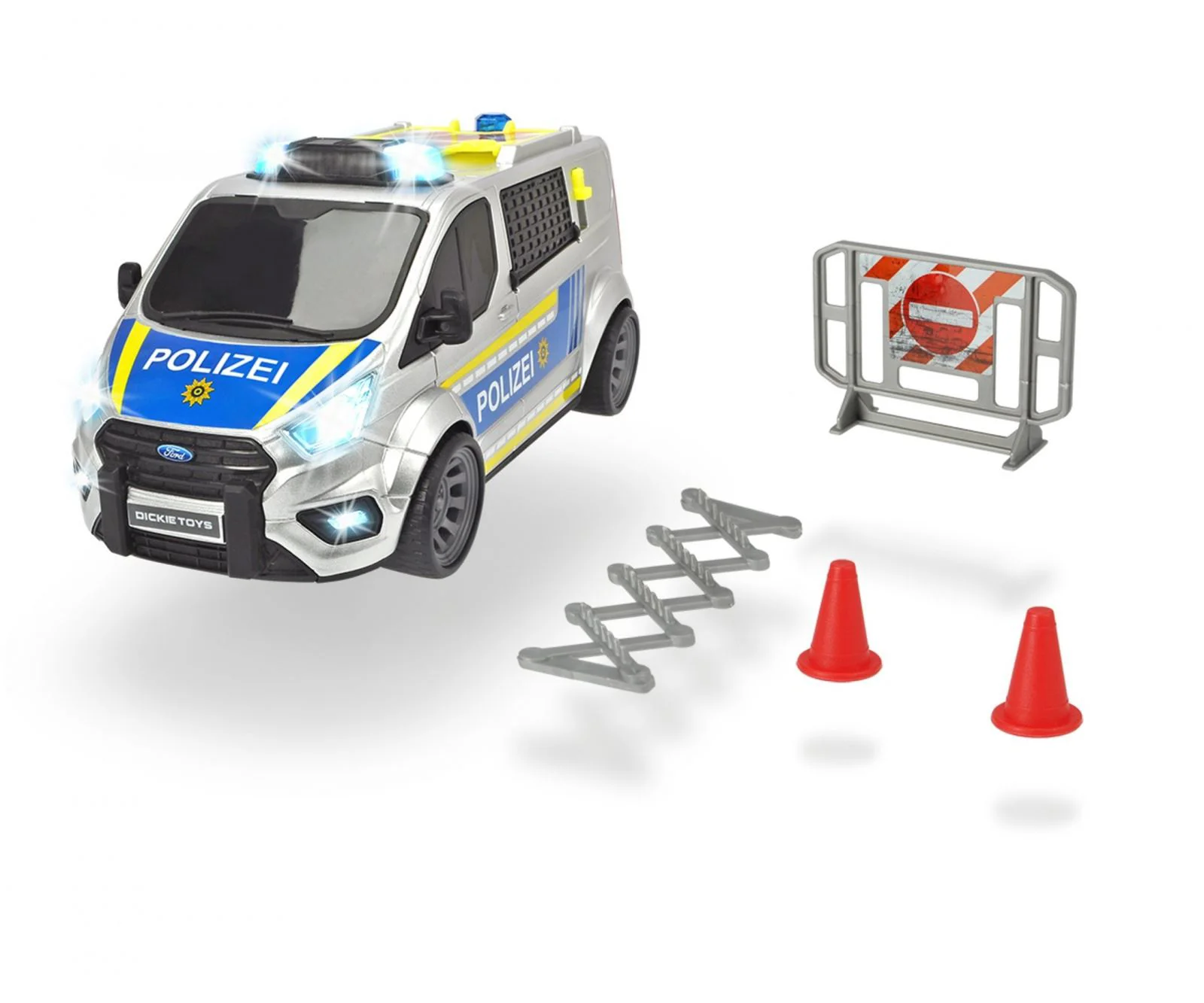 Masina Dickie Politie Ford Transit, 1:18 (cu sunet si lumini) foto