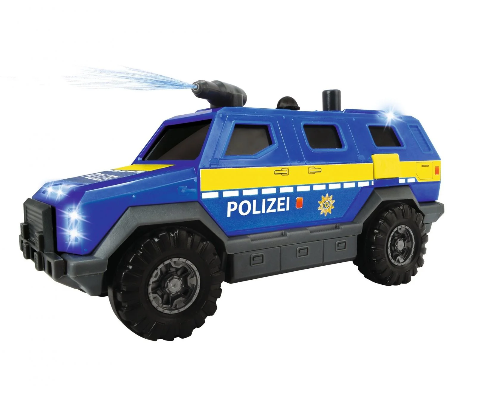 Masina Dickie Politie SUV, 18 cm (lumini, sunet si tun de apa)
