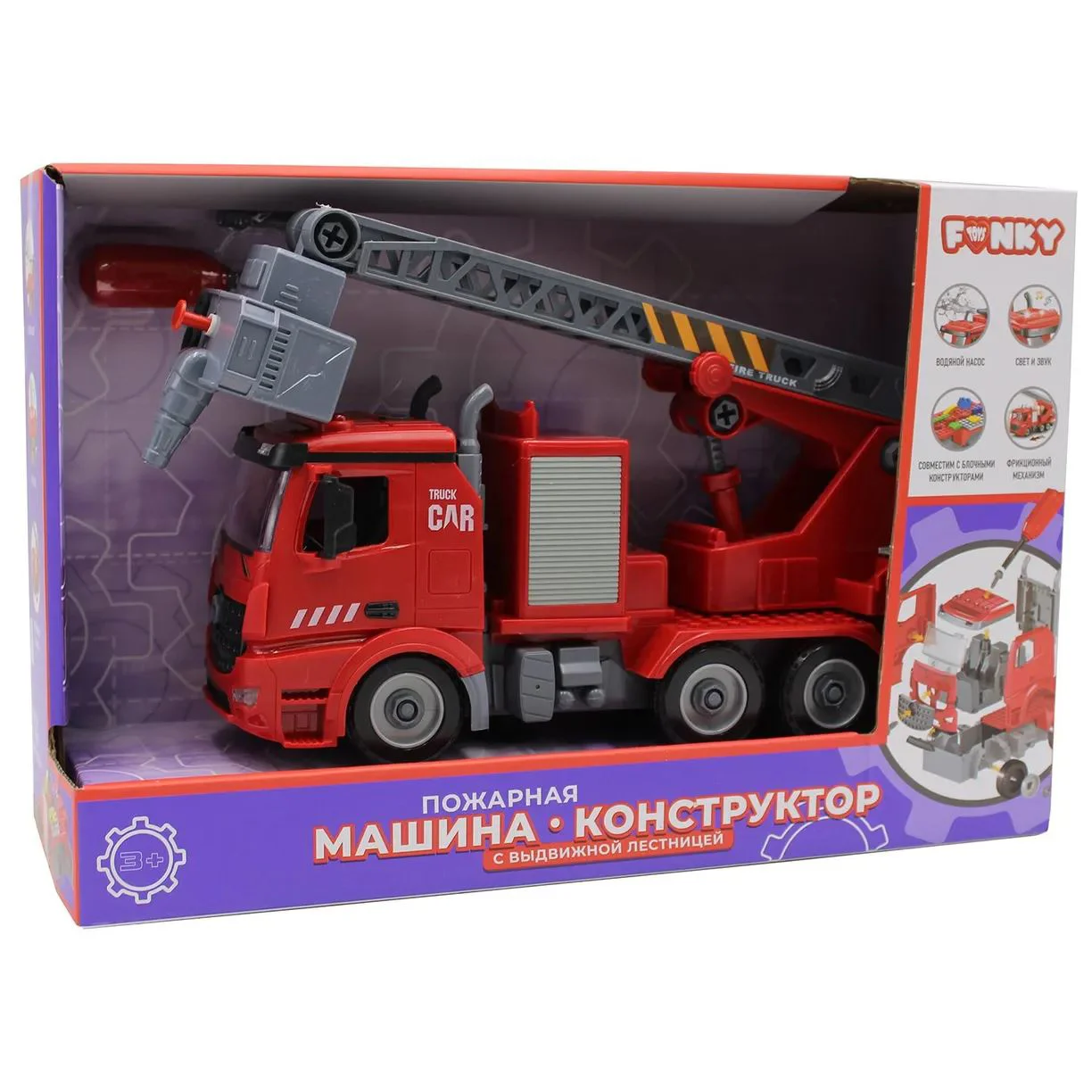 Constructor Funky Toys Masina de pompieri (sunet si lumini)