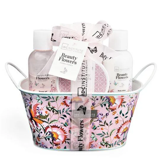 Set de ingrijire IDC Institute cu 4 produse cosmetice Beauty Flowers, 500 ml.