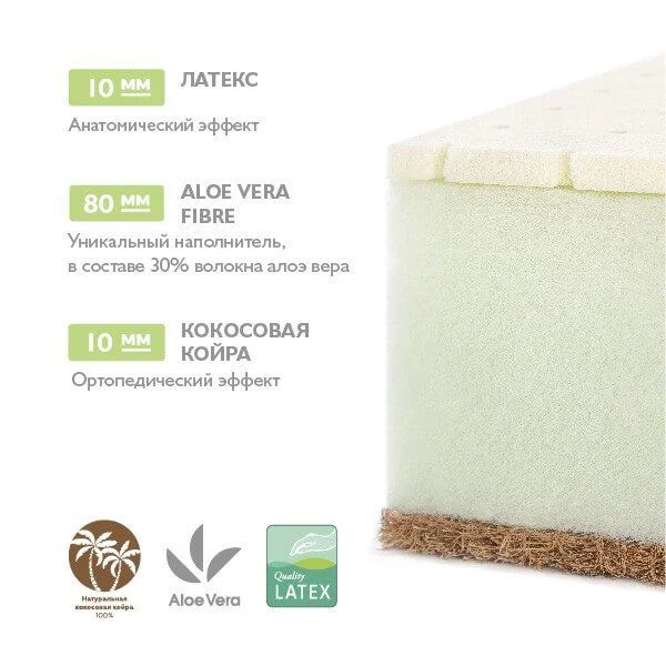 Saltea pentru copii Plitex Aloe Vera Oval 125 х 65 х 10 cm