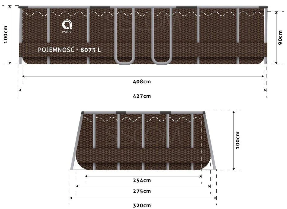 Piscina Avenli 427x275x100 cm