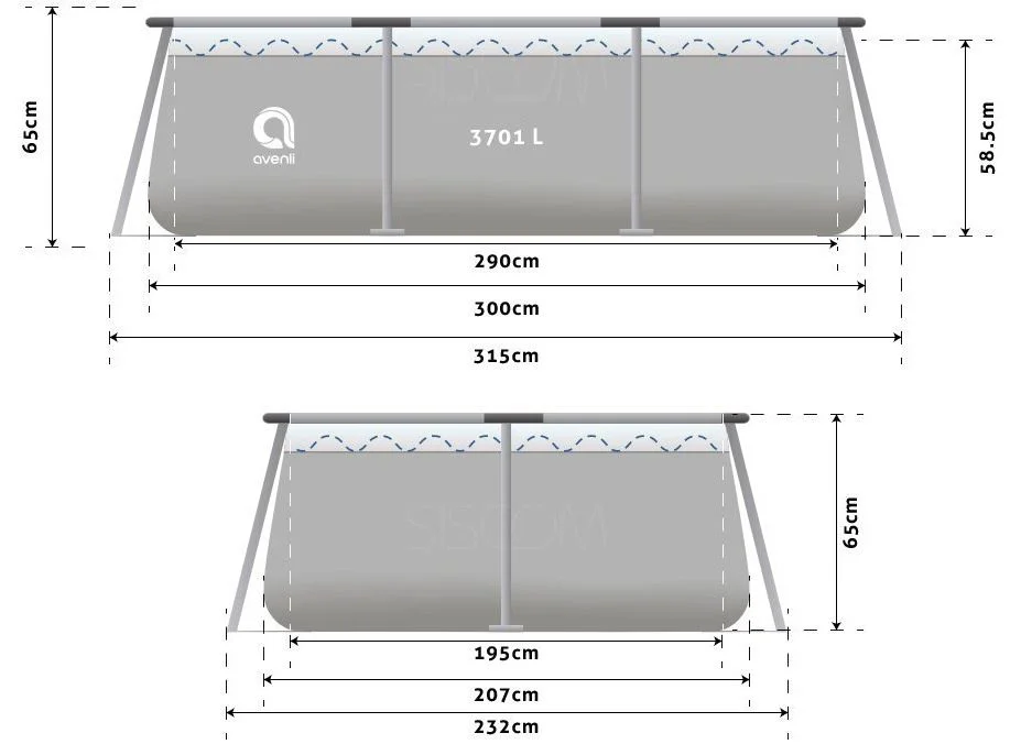 Piscina Avenli 300x207x65 cm