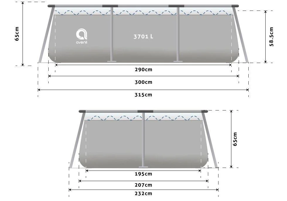 Piscina Avenli 300x207x65 cm, 3701 l