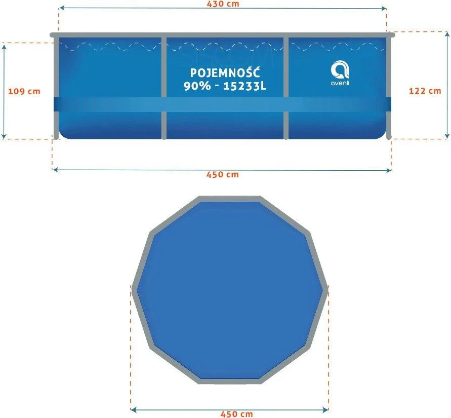 Piscina cu cadru Avenli Promo Set, 450x450x122 cm, EU