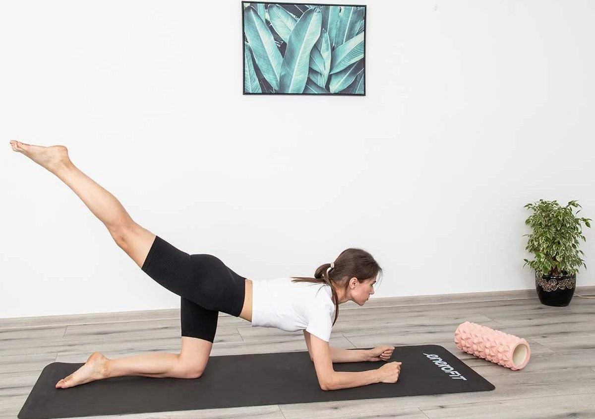 Covoras de fitness cu husa Enero Yoga Mat, Negru/Gri