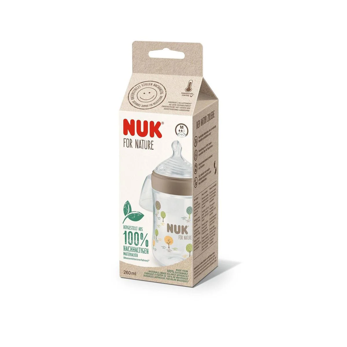 Бутылочка из пластика NUK Nature Sense с cиликоновой соской M (0-6 мec.), 260 мл. foto