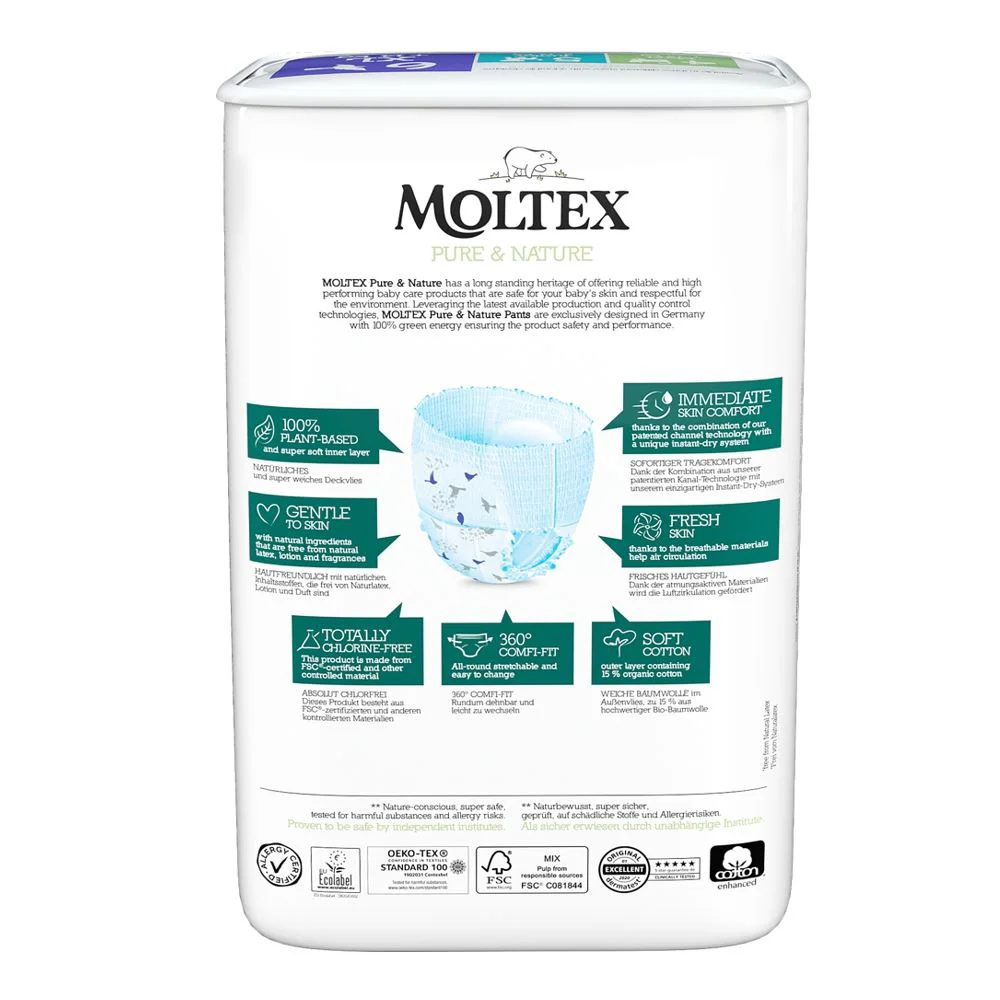 Chilotei eco hipoalergici Moltex Nature XL 6 (14+ kg), 18 buc.