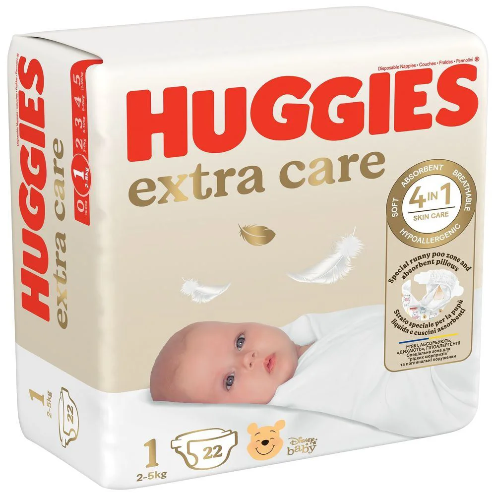 Подгузники Huggies Extra Care 1 (2-5 кг), 22 шт. foto