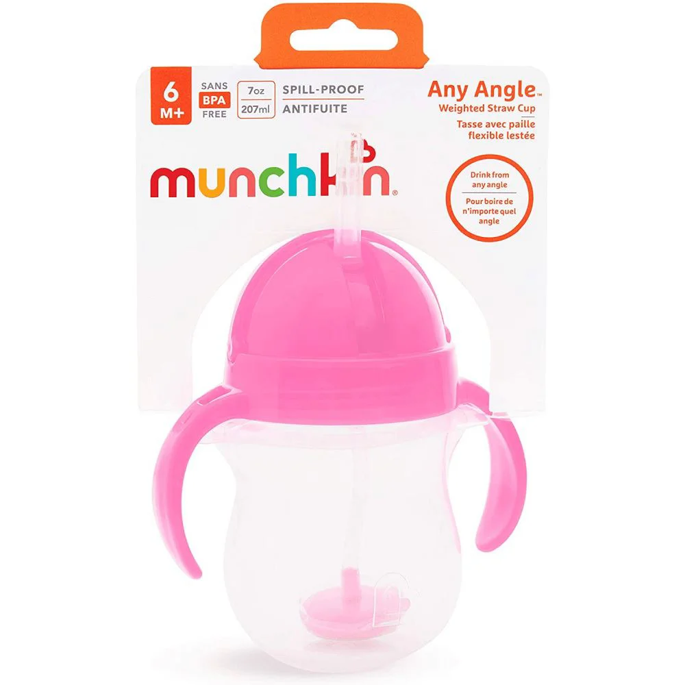 Sticla cu pai Munchkin Roz (200 ml)