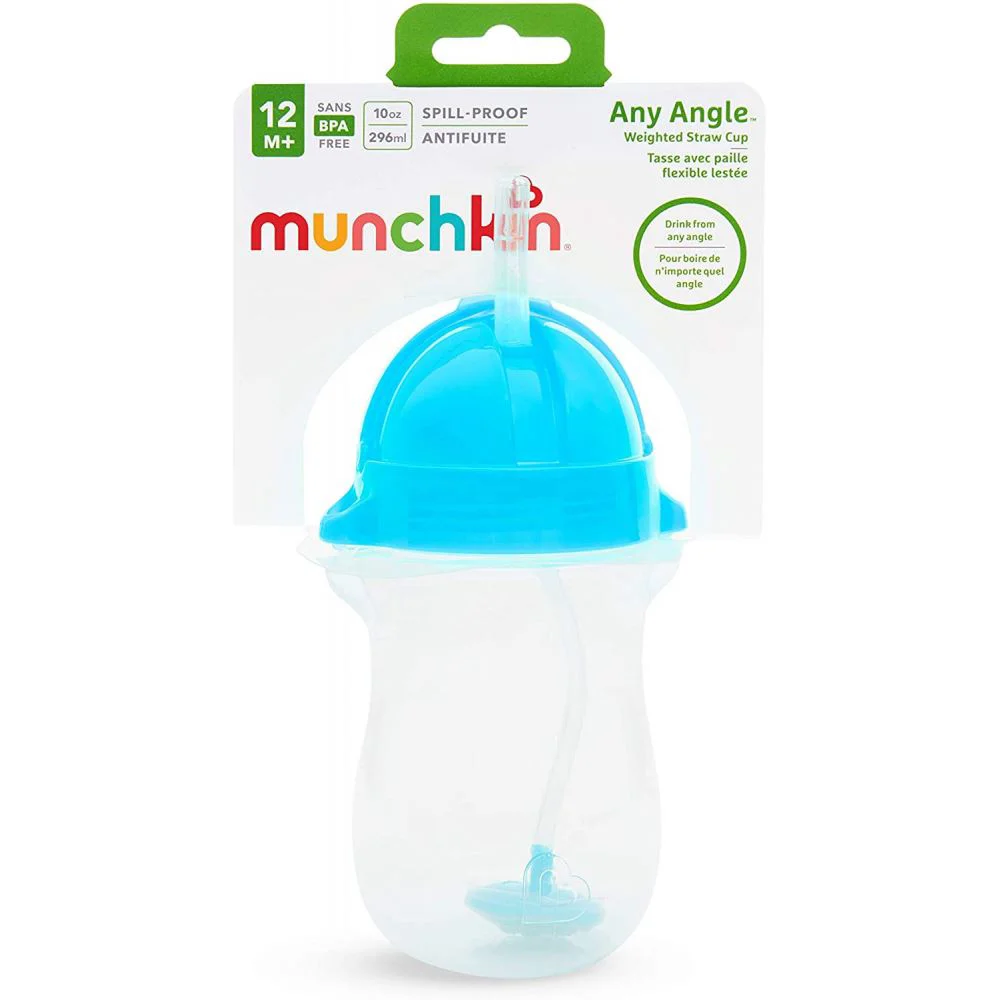 Sticla cu pai Munchkin Albastru (300 ml)