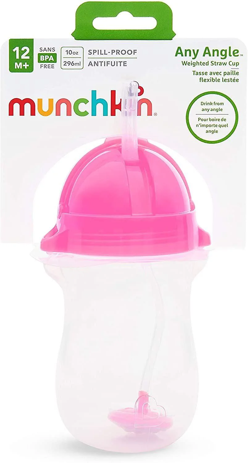 Sticla cu pai Munchkin Roz (300 ml)