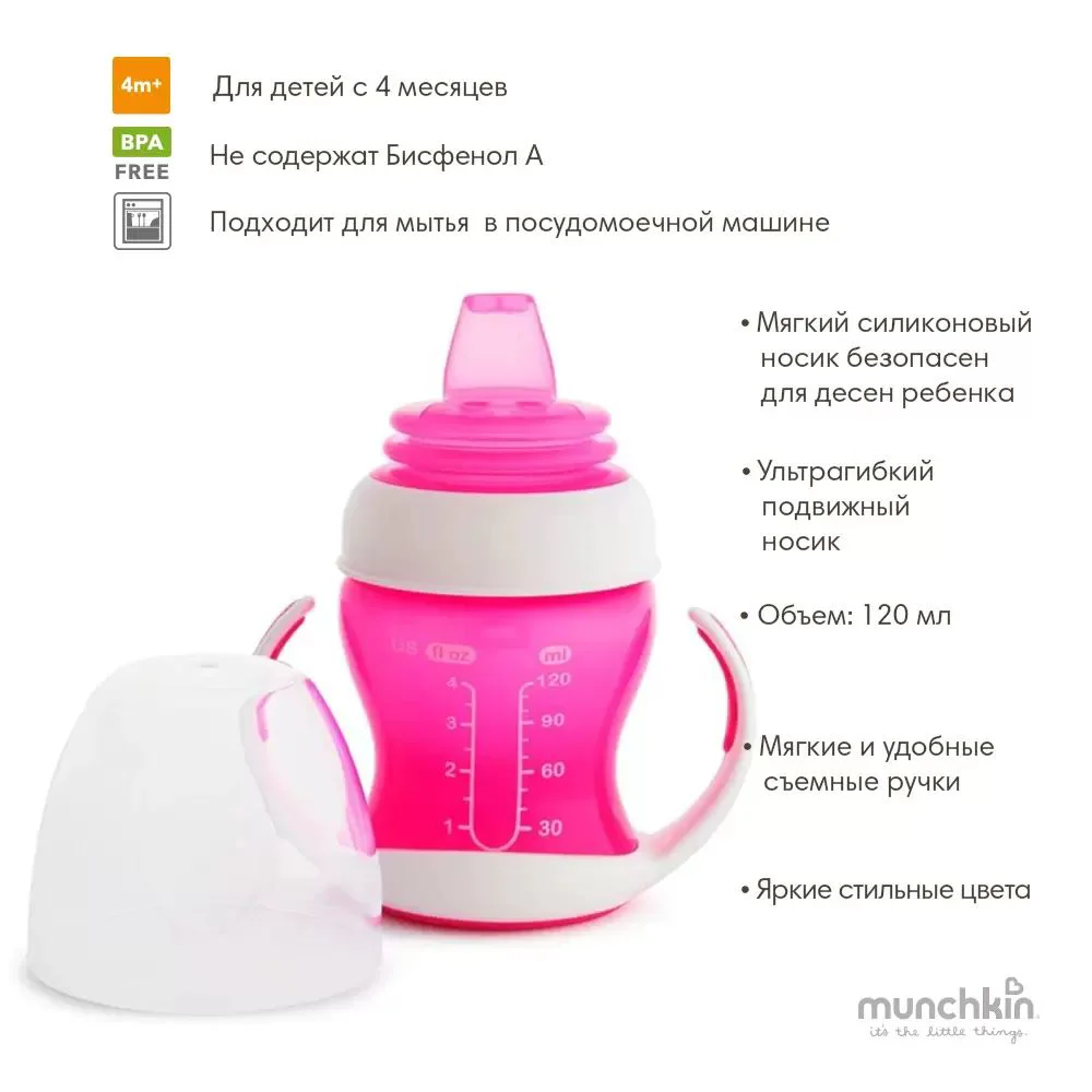 Sticluta Munchkin Gentle Transition, Roz (120 ml)