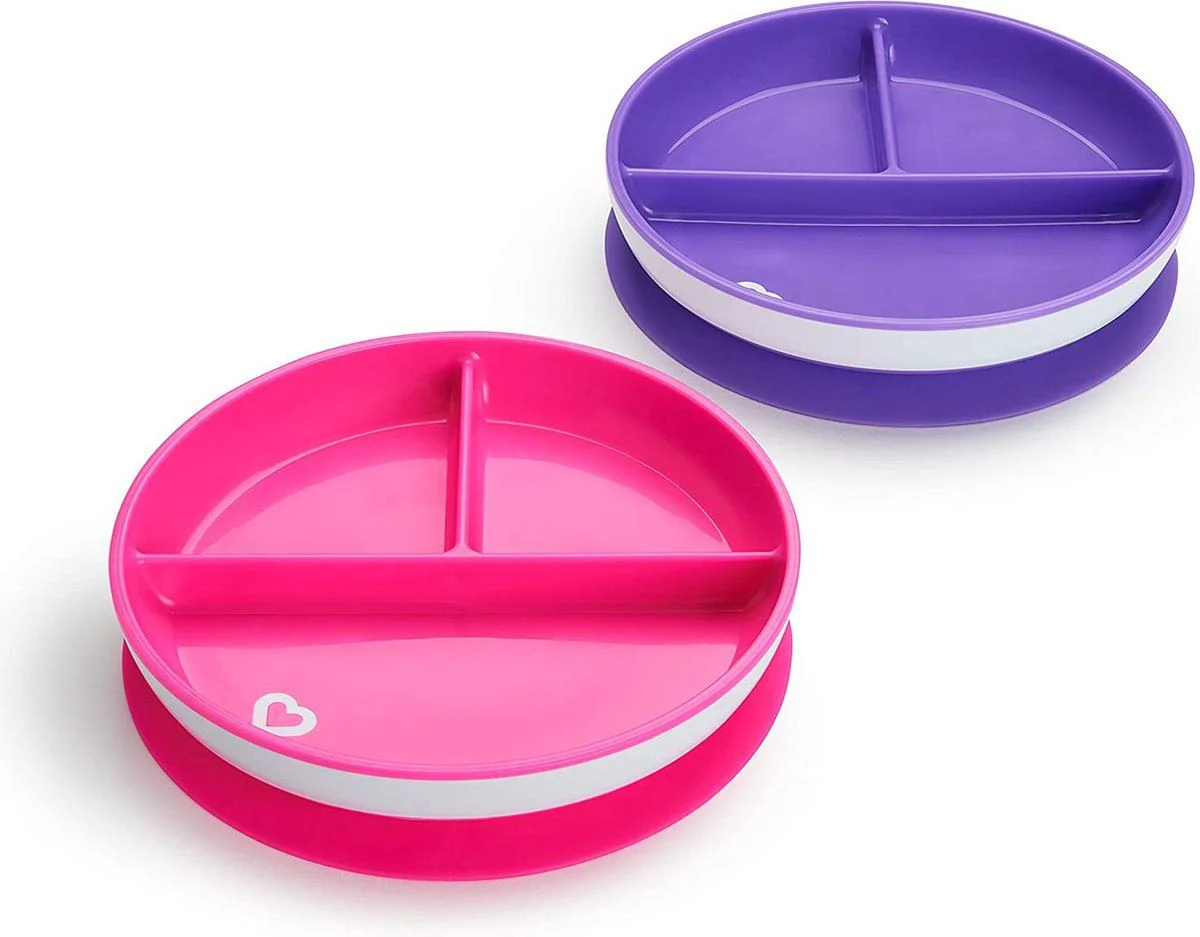 Set din 2 farfurii sectionale Munchkin Suction, Roz/Violet