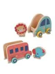 Set de joaca din lemn Fisher-Price cu 3 masinute si 3 animale