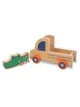Set de joaca din lemn Fisher-Price cu 3 masinute si 3 animale