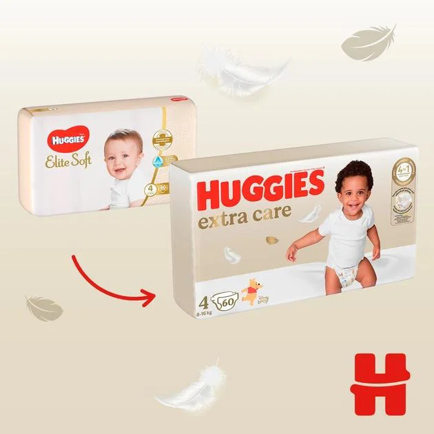 Подгузники Huggies Extra Care 4 (8-16 кг), 60 шт.