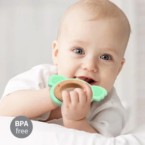 Кольцо для прорезывания зубов BabyOno Коала, из дерева и силикона foto