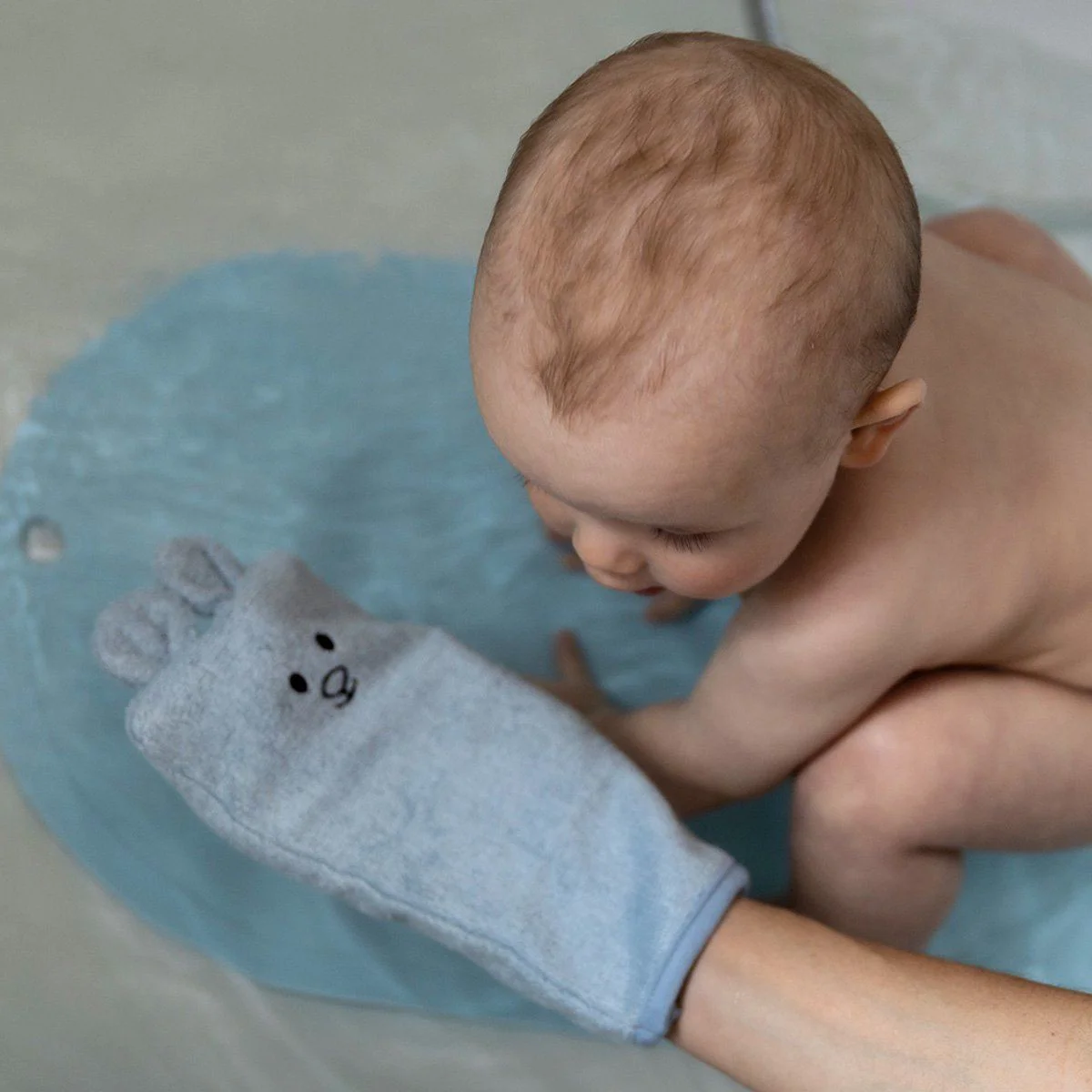 Manusa de baie BabyOno din bambus, Albastru foto