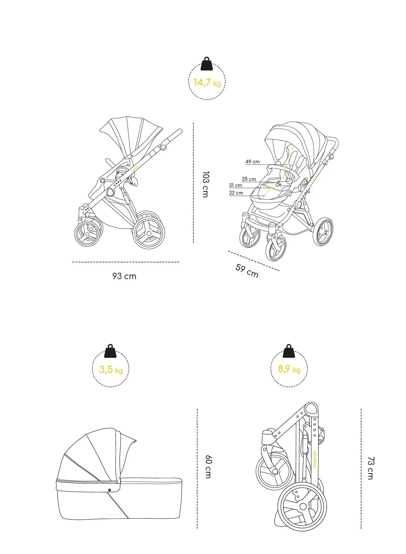 Детская коляска 2 в 1 Skiddou Oslo Черный