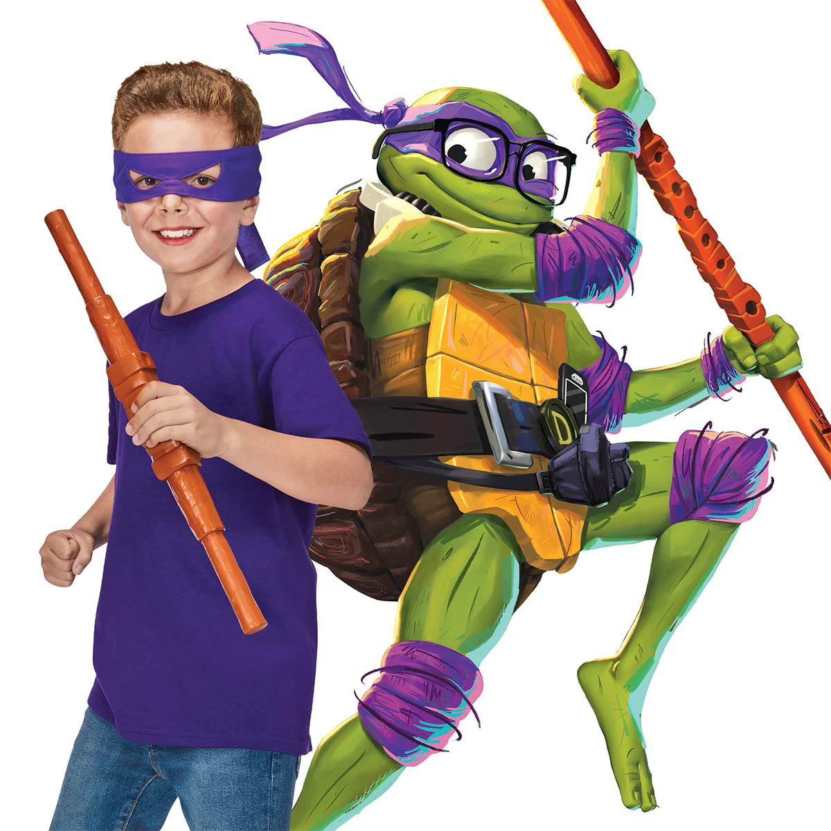 Set echipament cu toiagul lui Donatello TMNT Testoasele Ninja