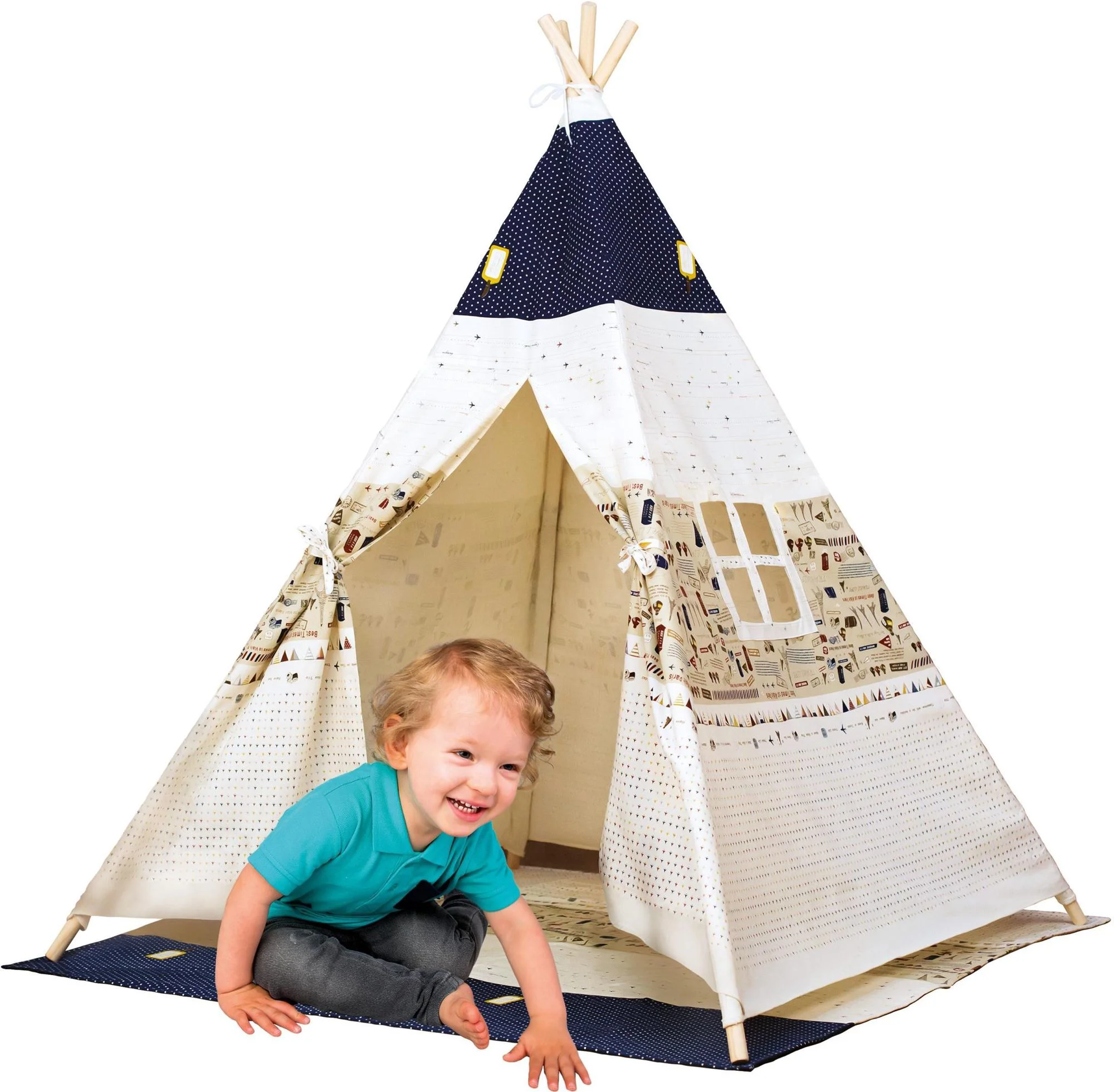 Палатка с окном Bino TeePee, Бежевая, 120x120x150 см