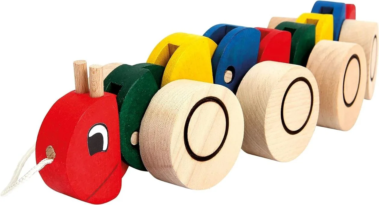 Деревянная игрушка Bino Гусеница с веревкой