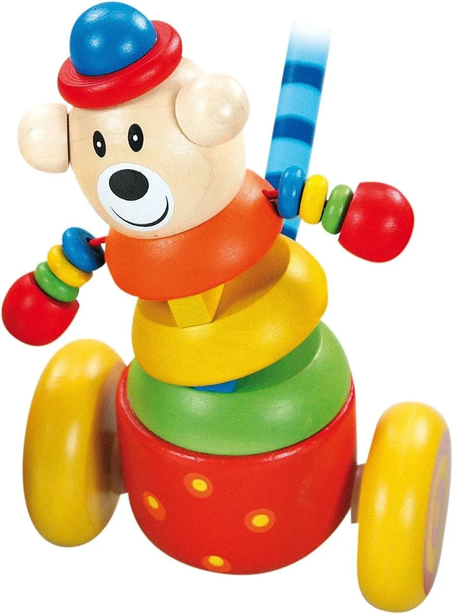 Деревянная игрушка Bino Медведь с рукояткой для толкания