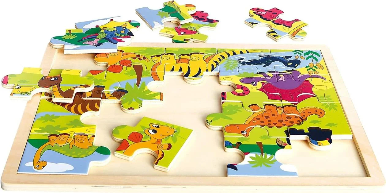 Puzzle din lemn Bino Dinozauri, 20 el.