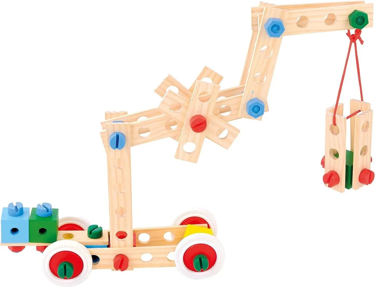 Set de constructie cu blocuri din lemn Bino Markury, 120 el. foto