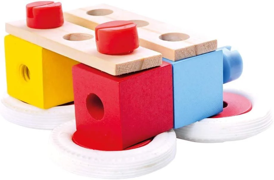 Set de constructie cu blocuri din lemn Bino Markury, 120 el. foto