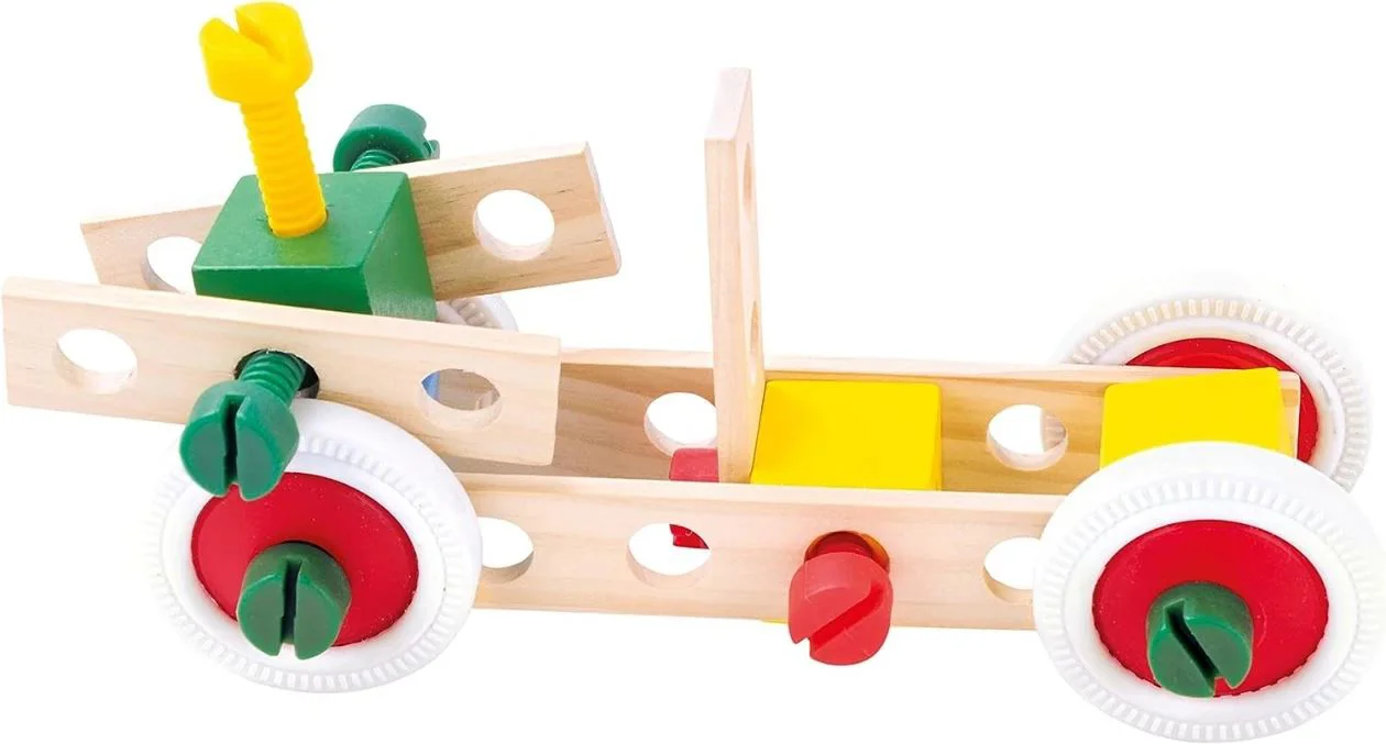 Set de constructie cu blocuri din lemn Bino Markury, 120 el. foto
