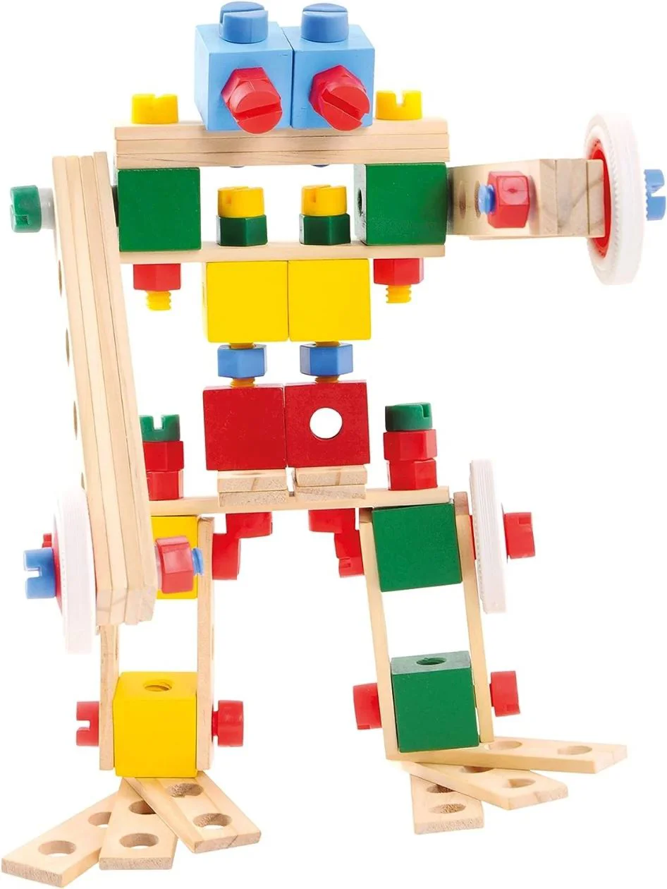 Set de constructie cu blocuri din lemn Bino Markury, 120 el. foto