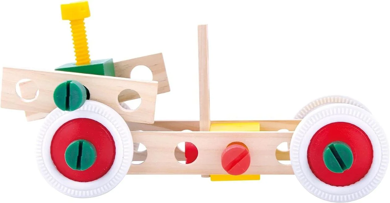 Set de constructie cu blocuri din lemn Bino Markury, 120 el. foto