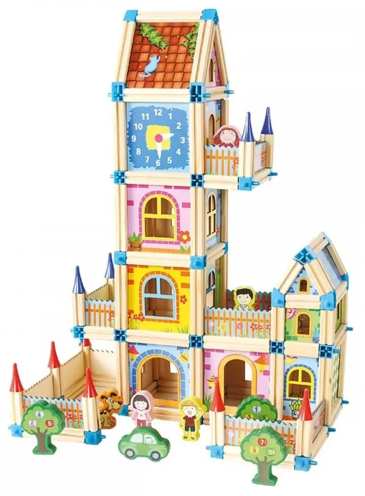 Set de construit din lemn Bino Castel mare, 268 el. foto