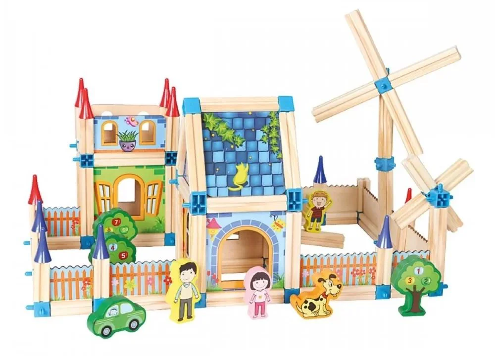 Set de construit din lemn Bino Castel mare, 268 el. foto