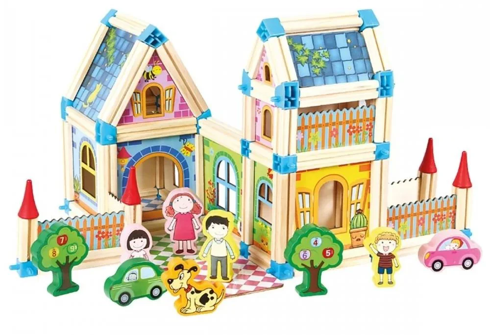 Set de construit din lemn Bino Castel mare, 268 el. foto
