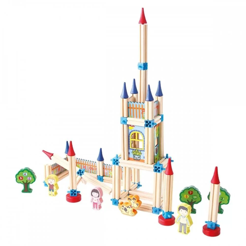 Set de construit din lemn Bino Castel mare, 268 el. foto