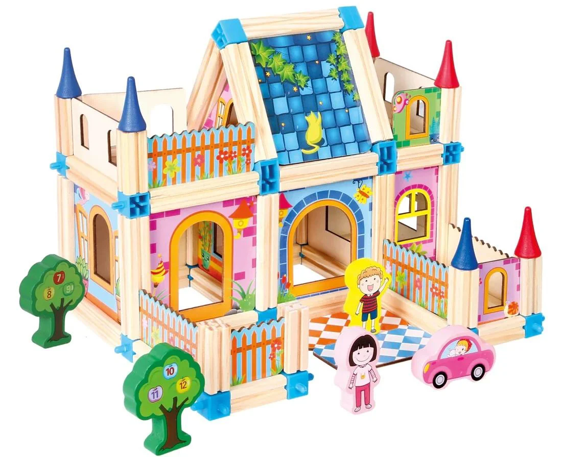 Set de constructie din lemn Bino Castel, 128 el. foto