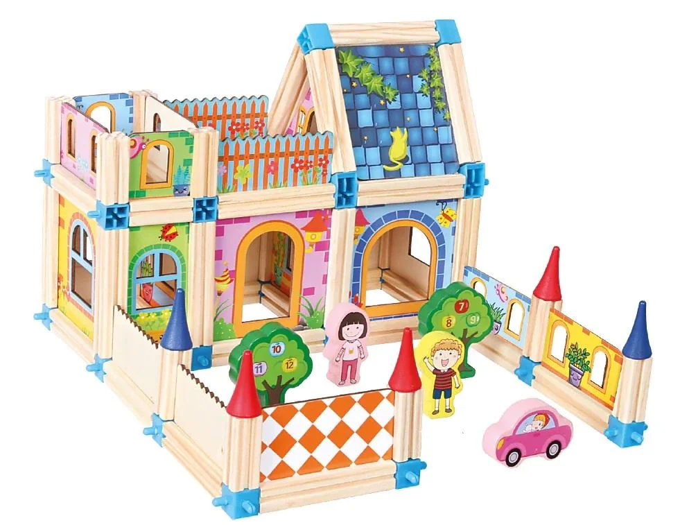 Set de constructie din lemn Bino Castel, 128 el. foto