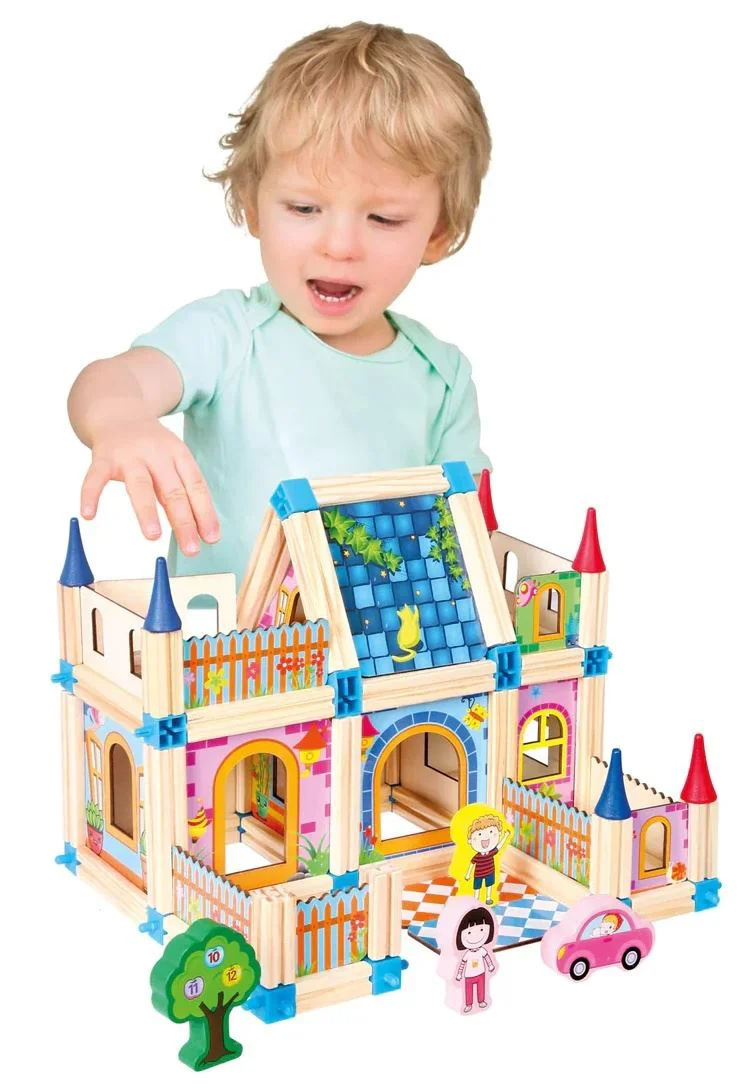 Set de constructie din lemn Bino Castel, 128 el. foto