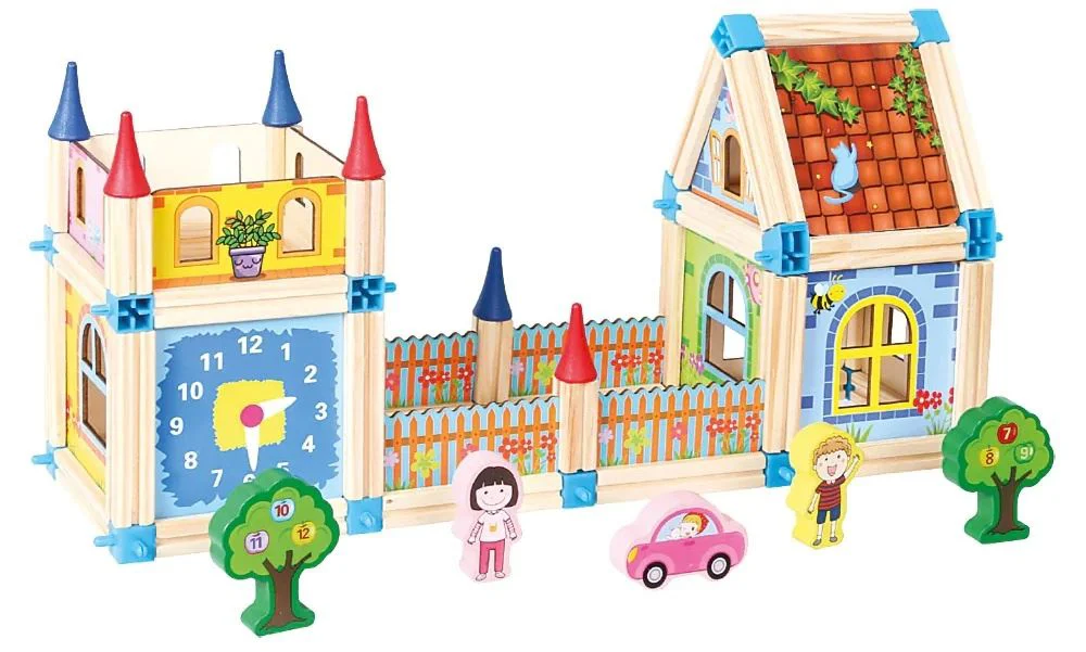 Set de constructie din lemn Bino Castel, 128 el. foto