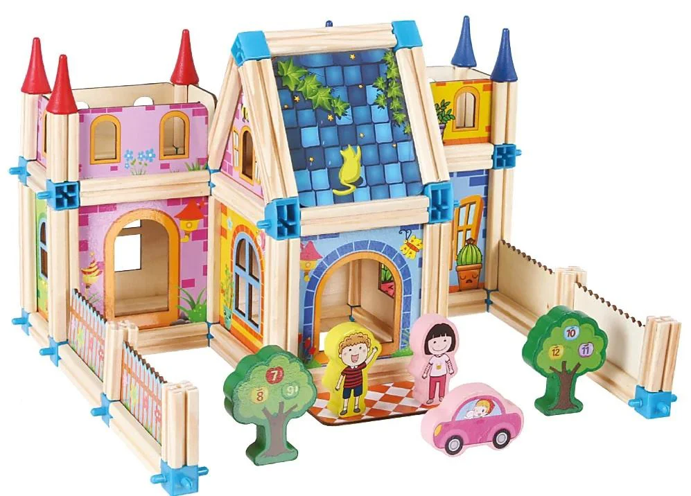 Set de constructie din lemn Bino Castel, 128 el. foto