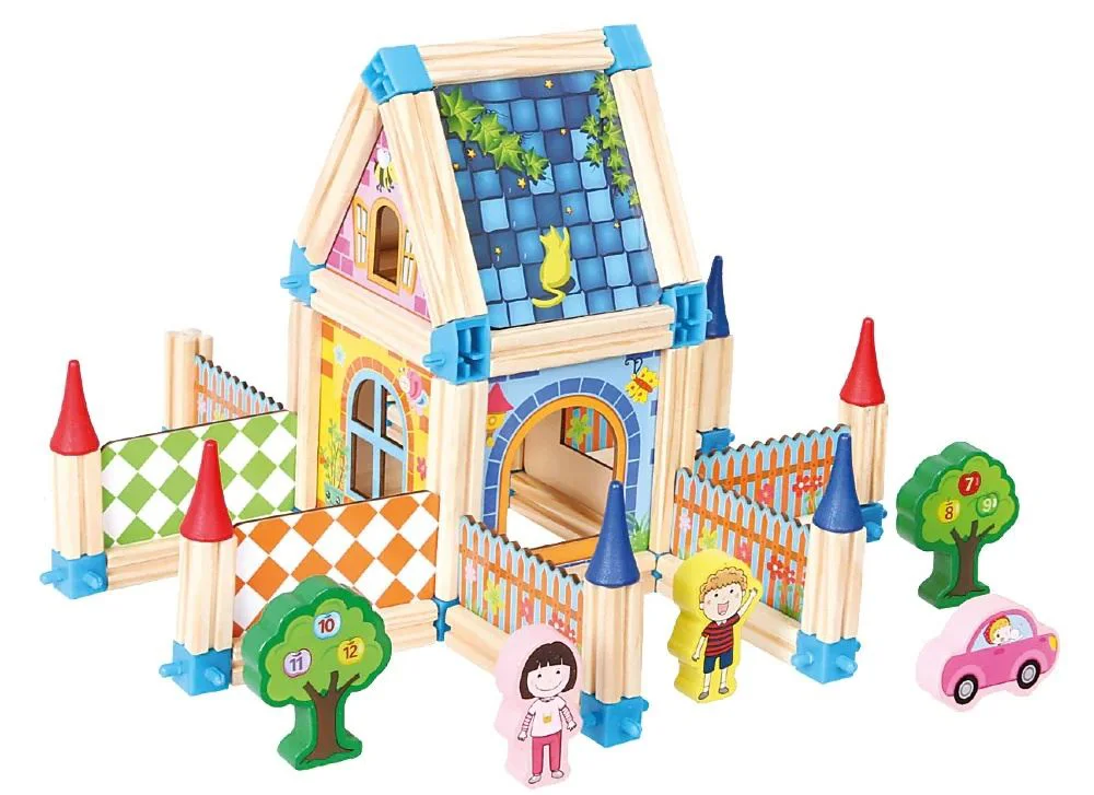 Set de constructie din lemn Bino Castel, 128 el. foto