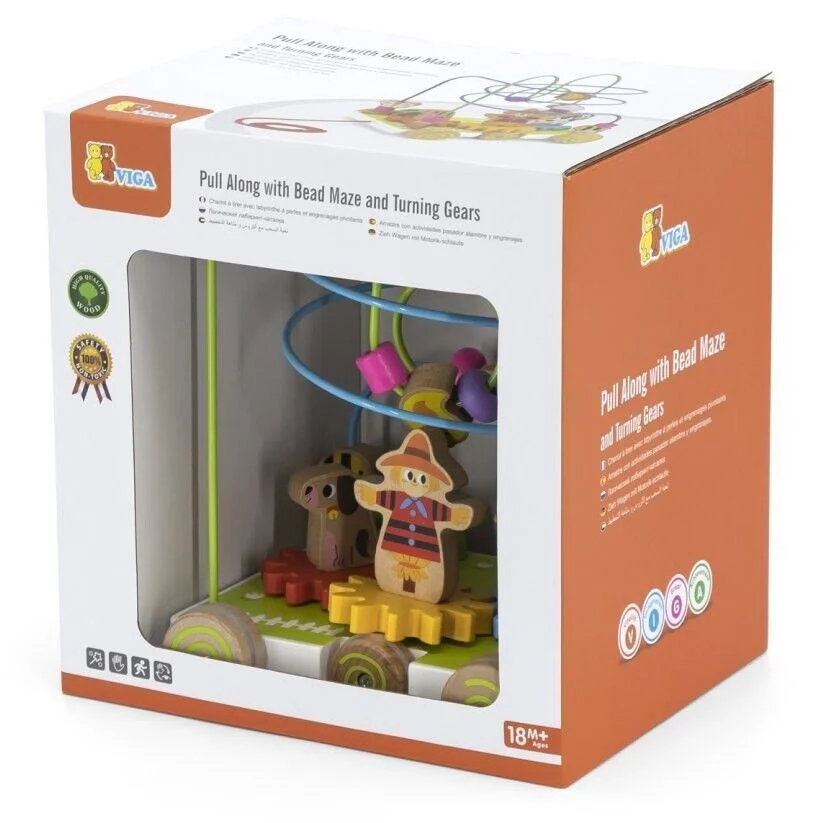 Игрушка для тяги Viga Toys с лабиринтом и колесами foto