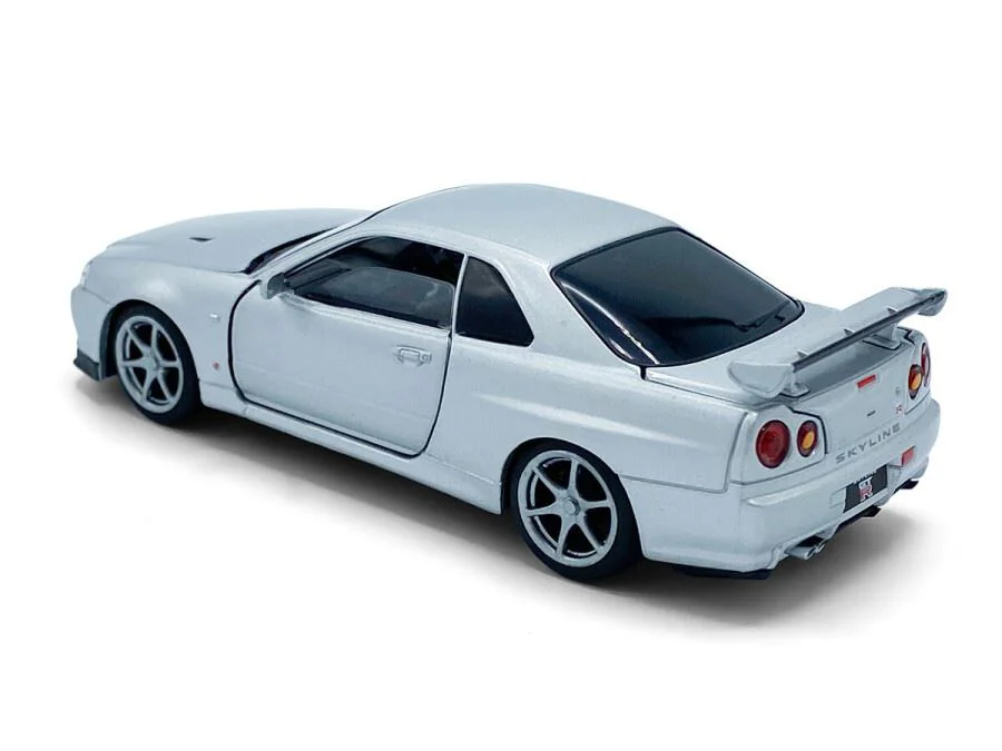 Macheta auto Tayumo Nissan GT-R34 V-Spec II Argintiu, 1:32