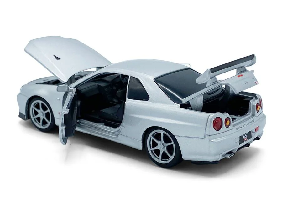 Macheta auto Tayumo Nissan GT-R34 V-Spec II Argintiu, 1:32 foto