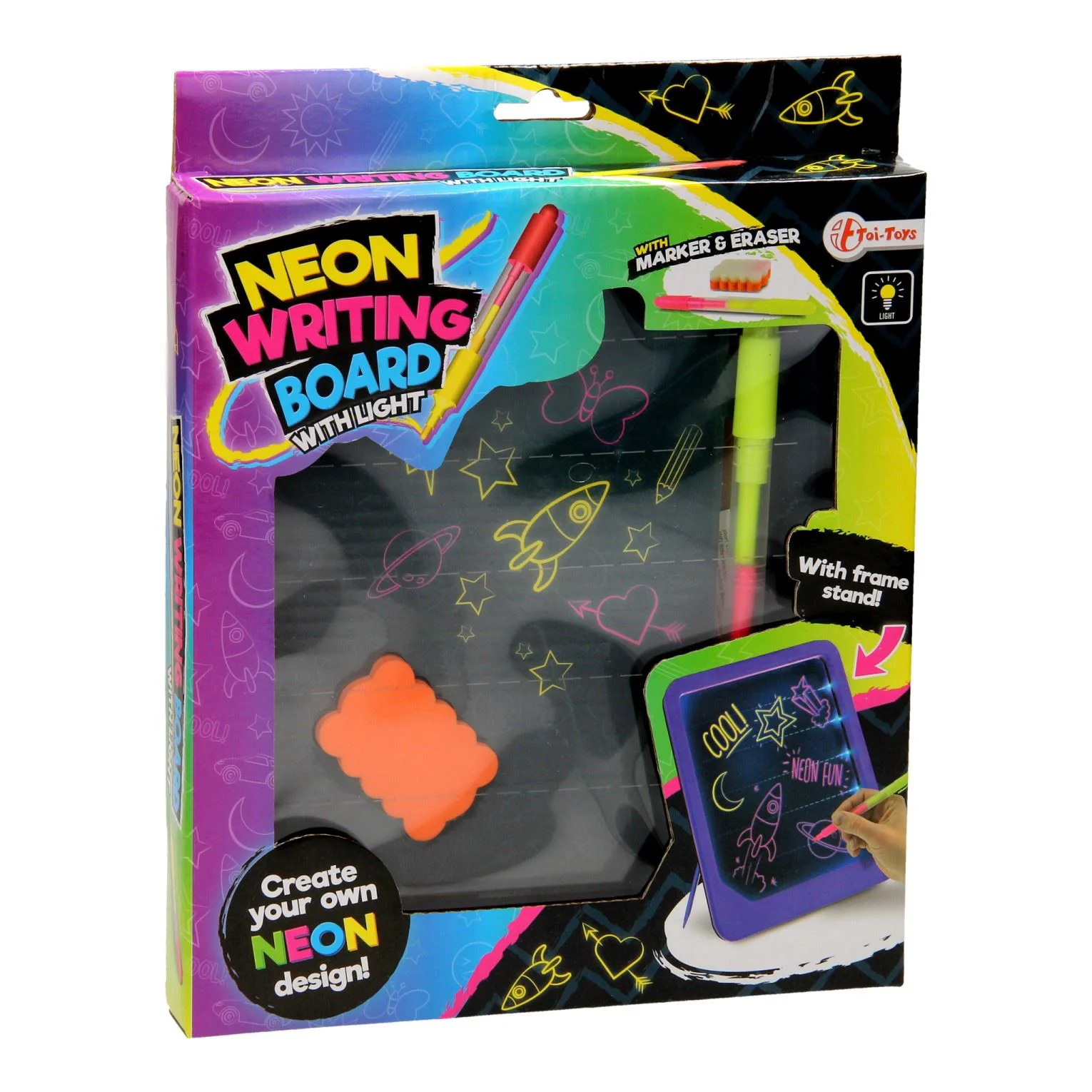 Tabla Toi Toys cu marker neon si burete foto
